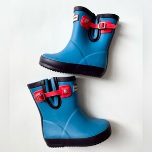 Hunter Vibrant Blue Boots with Red Straps